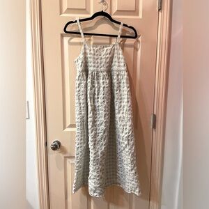 Light greenish-grey gingham Madewell dress - has pockets!